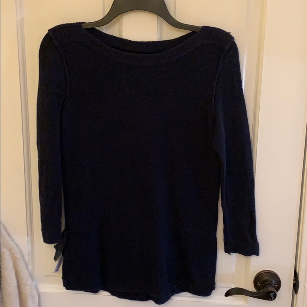 Navy sweater with 3/4 length sleeves